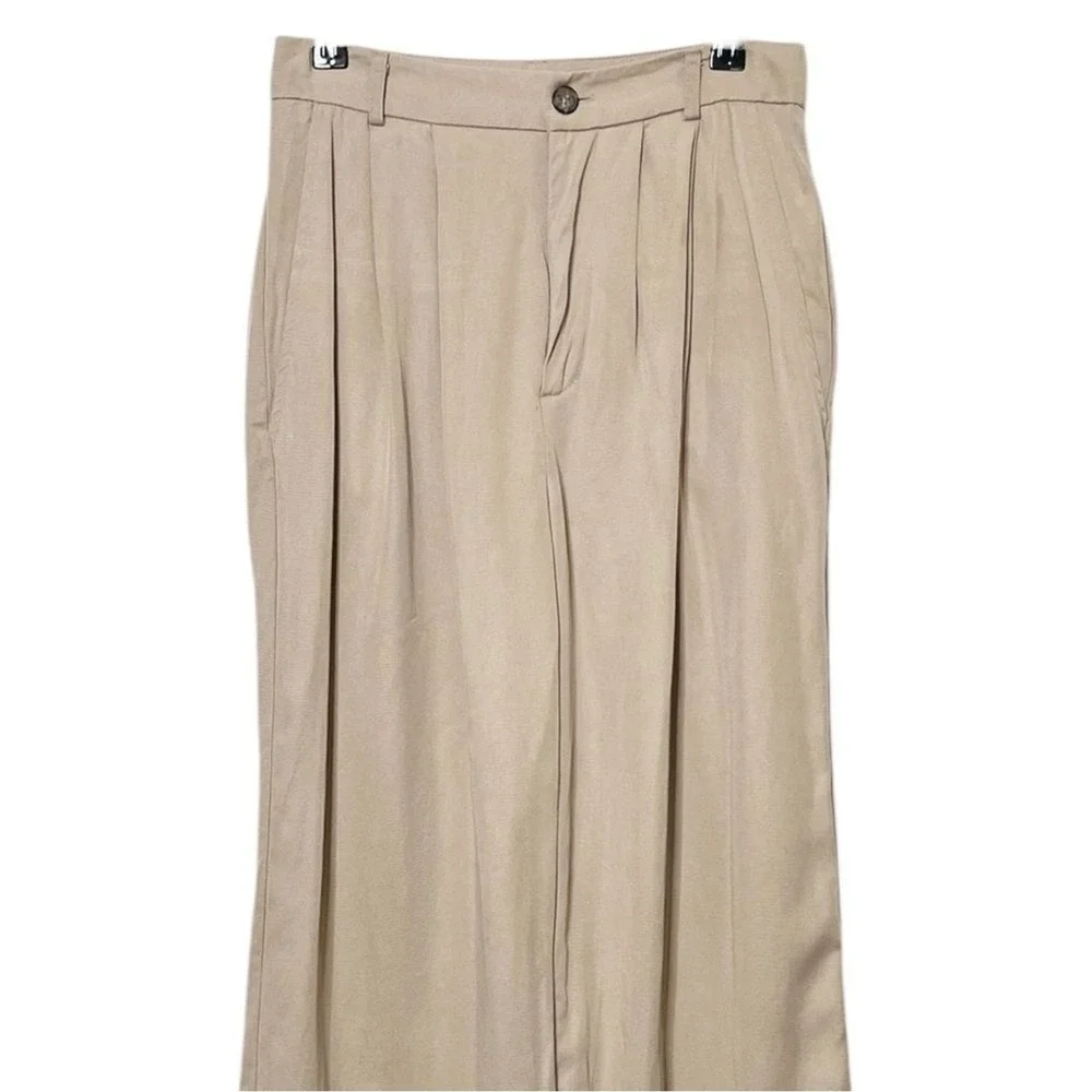 Reformation Mason Trousers Women's 4 Tan Lyocell Wide Leg High Rise Minimal Chic - Picture 3 of 11